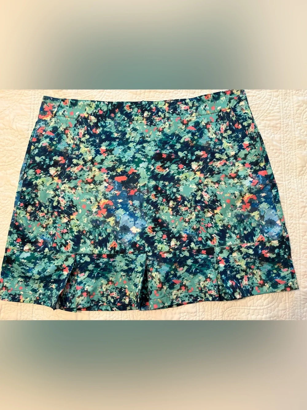 Aqua Teal Abstract Floral Golf Skort